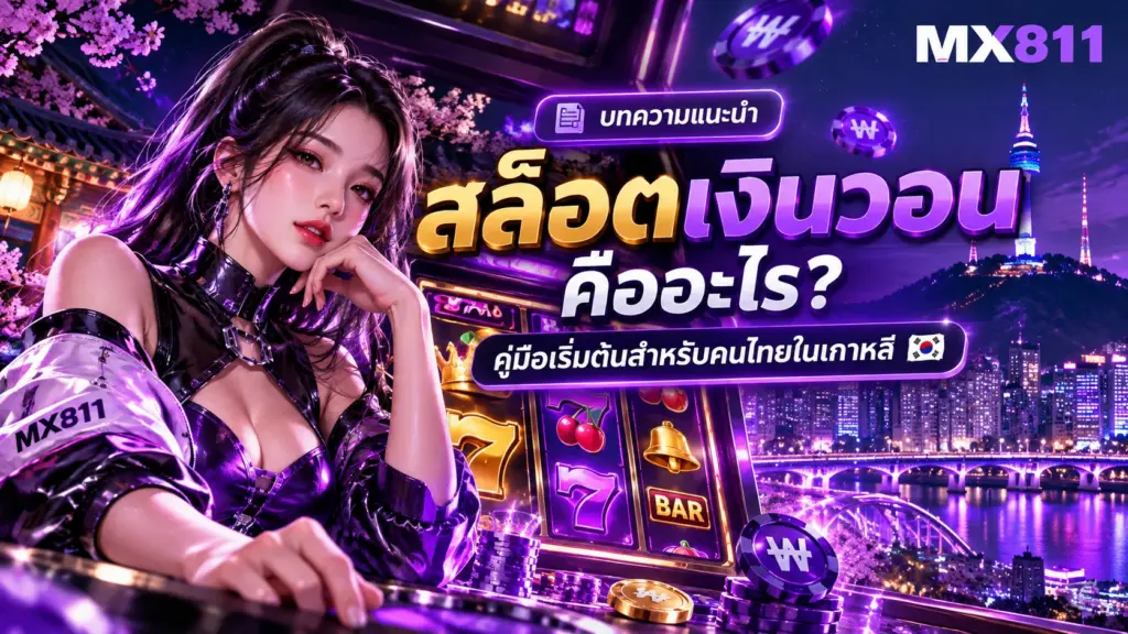 ภาพประกอบบทความสล็อตเงินวอน MX811 พร้อมฮีโร่ผู้หญิง ตู้สล็อต และกรุงโซลยามค่ำคืน
